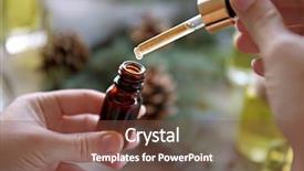  Presentation with essential oil - Colorful slide deck enhanced with bottle with pine essential oil backdrop and a tawny brown colored foreground