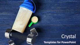  Presentation with protein shake - Cool new PPT layouts with bottle with protein shake powder backdrop and a ocean colored foreground