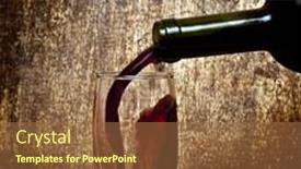  Presentation with bottle red wine - Theme featuring bottle with red wine and glass background and a tawny brown colored foreground