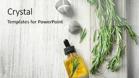  Presentation with herb - Beautiful PPT layouts featuring bottle with rosemary oil backdrop and a white colored foreground