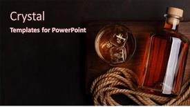  Presentation with rum - Presentation theme with bottle-with-rum-cognac background and a wine colored foreground