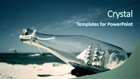  Presentation with ship - Amazing slide deck having bottle with ship inside lying backdrop and a ocean colored foreground