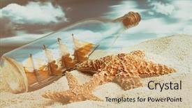  Presentation with starfish - Slide set with bottle with ship inside background and a coral colored foreground