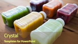  Presentation with healthy eating - Beautiful presentation theme featuring bottled beverage - healthy eating drinks diet backdrop and a tawny brown colored foreground