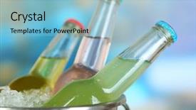  Presentation with cold drink - Presentation theme consisting of bottled drinks in ice bucket background and a light blue colored foreground