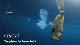  Presentation with plastic bags - Beautiful PPT theme featuring bottles and bags environmental pollution backdrop and a navy blue colored foreground