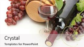  Presentation with wine barrel - Theme with bottles and glass of wine background and a light gray colored foreground