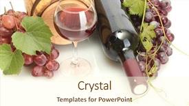  Presentation with wine barrel - PPT layouts having bottles and glass of wine background and a  colored foreground