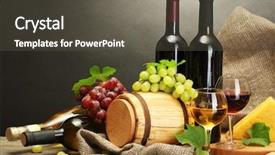  Presentation with wine barrel - Presentation theme having bottles and glasses of wine background and a dark gray colored foreground