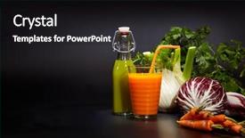  Presentation with juices - PPT theme with bottles and glasses with fresh organic vegetable and fruit juices isolated on black detox diet background and a dark gray colored foreground