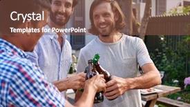  Presentation with beer garden - Colorful theme enhanced with bottles at outdoor garden party backdrop and a tawny brown colored foreground