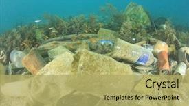  Presentation with plastic bags - Presentation with bottles bags and tins pollution background and a yellow colored foreground