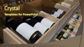  Presentation with labels - Beautiful slide deck featuring bottles in a wooden crate backdrop and a tawny brown colored foreground