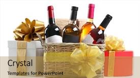  Presentation with valentines day - PPT theme consisting of bottles in basket and gift background and a gold colored foreground