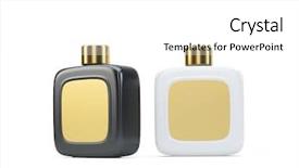  Presentation with fragrance - PPT theme enhanced with bottles mockup with gold labels background and a white colored foreground