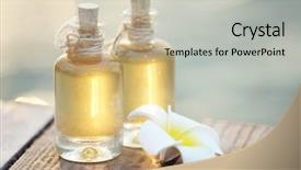 Presentation with outdoors - PPT layouts enhanced with bottles of aroma oil background and a soft green colored foreground