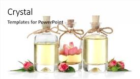  Presentation with bottles - Amazing PPT theme having bottles of aroma oil backdrop and a white colored foreground
