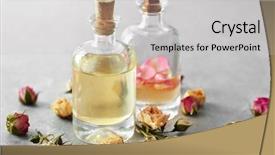  Presentation with roses - Colorful theme enhanced with bottles of aroma oil backdrop and a light gray colored foreground