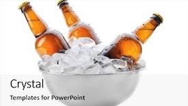  Presentation with bottles - Slides with bottles of beer in ice background and a white colored foreground