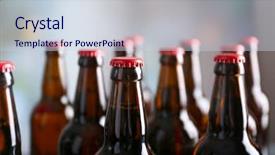  Presentation with beer bottle - Colorful PPT theme enhanced with bottles of beer on blurred backdrop and a sky blue colored foreground