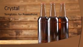  Presentation with packaging plastic bottles - Presentation theme with bottles of beer on wooden background and a red colored foreground