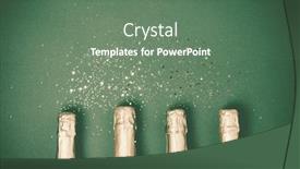  Presentation with green glitter - Presentation theme having bottles-of-champagne-with-gold background and a gray colored foreground