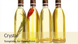  Presentation with cooking oil - Slide set with bottles of cooking oil isolated background and a  colored foreground