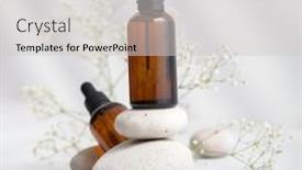  Presentation with essential oil - Slide set with bottles-of-dark-amber-glass background and a light gray colored foreground