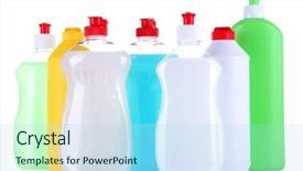  Presentation with dishwashing - Cool new PPT layouts with bottles of dishwashing liquid isolated on white backdrop and a light blue colored foreground