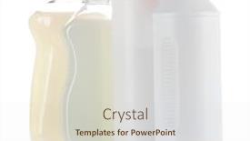  Presentation with dishwashing - Slide deck enhanced with bottles of dishwashing liquid and kitchen cleaner isolated on white background and a lemonade colored foreground