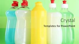  Presentation with dishwashing - Amazing slide set having bottles of dishwashing liquid on color background backdrop and a blonde colored foreground