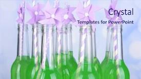  Presentation with soft drink bottle - Presentation having bottles of drink with straw background and a sky blue colored foreground