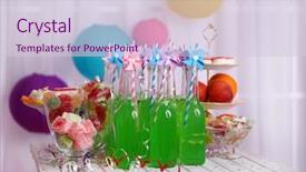  Presentation with sweets - Cool new PPT theme with bottles of drink with straw and sweets on decorative background backdrop and a lemonade colored foreground