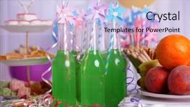  Presentation with sweets - Colorful theme enhanced with bottles of drink with straw backdrop and a lemonade colored foreground