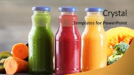  Presentation with mango juice fresh tropical fruit - Cool new slide set with glass bottles of fresh healthy backdrop and a coral colored foreground