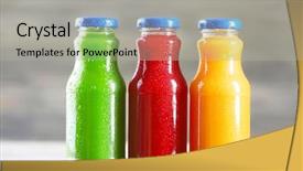  Presentation with healthy juice - Presentation theme consisting of glass bottles of fresh healthy background and a light gray colored foreground