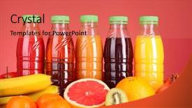  Presentation with juice - Presentation theme with bottles of juice with ripe background and a coral colored foreground