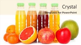  Presentation with fruit juice bottle - Colorful PPT layouts enhanced with bottles of juice with ripe backdrop and a blonde colored foreground