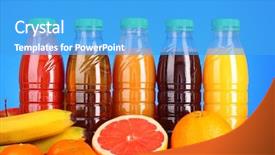  Presentation with fruit juice bottle - Presentation having bottles of juice with ripe background and a teal colored foreground