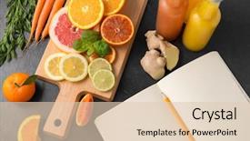  Presentation with juices - Cool new presentation theme with bottles of juices and notebook backdrop and a lemonade colored foreground