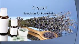  Presentation with homeopathy - Amazing theme having bottles of medicines and herbs on blue background concept of homeopathy backdrop and a light blue colored foreground