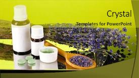  Presentation with homeopathy - Slide deck featuring bottles of medicines and herbs background and a yellow colored foreground