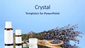  Presentation with homeopathy - Slides having bottles of medicines and herbs on blue background concept of homeopathy background and a sky blue colored foreground