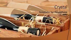  Presentation with bottles - Slides enhanced with bottles of old red wine background and a coral colored foreground