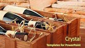  Presentation with bottle red wine - Colorful presentation theme enhanced with bottles of old red wine backdrop and a tawny brown colored foreground