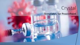  Presentation with syringe - Presentation with bottles-of-vaccine-and-syringe background and a light blue colored foreground