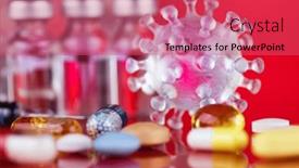  Presentation with vaccine - Presentation theme featuring bottles-of-vaccine-and-syringe background and a coral colored foreground