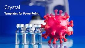  Presentation with vaccine - Presentation enhanced with bottles-of-vaccine-and-syringe background and a navy blue colored foreground