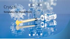  Presentation with vaccine - Slides with bottles-of-vaccine-and-syringe background and a light blue colored foreground