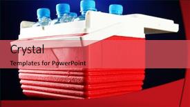  Presentation with ice blue - Beautiful presentation theme featuring bottles of water and ice backdrop and a coral colored foreground